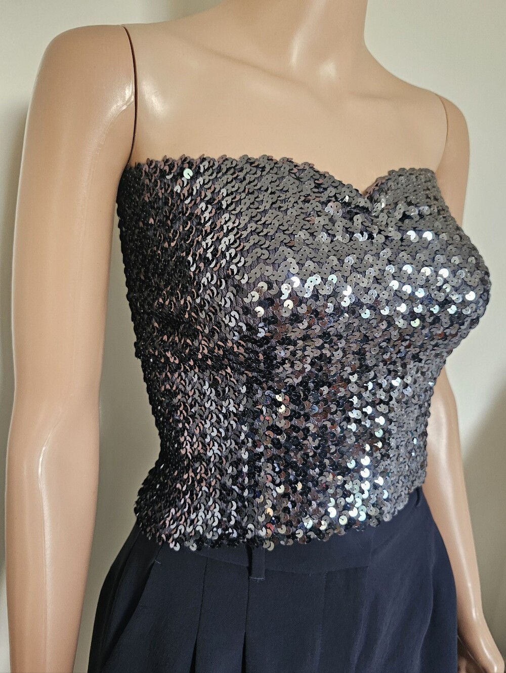 Vintage Victoria's Secret Sequin Tube Top Stretchy Sweetheart Neckline